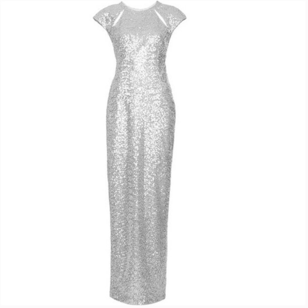 Topshop Silver Sequin Gown - Picture 3 of 11